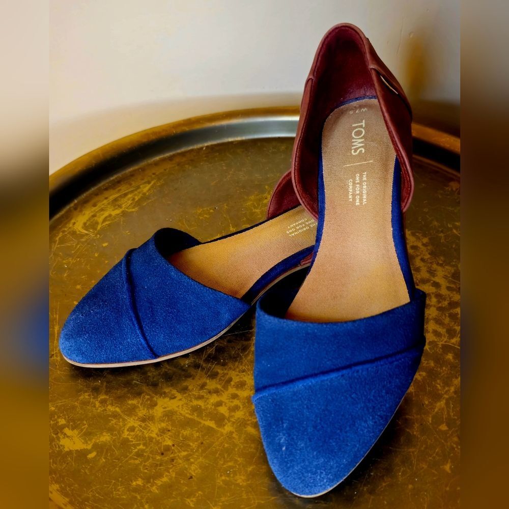 TOMS Women's Burgundy and Blue Loafers